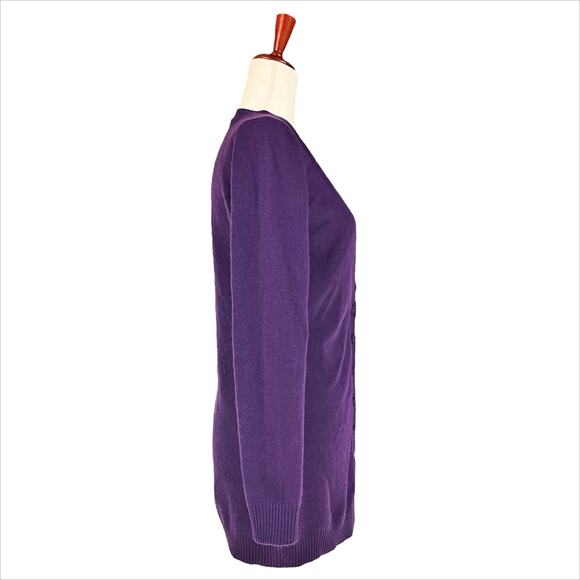 SAKS FIFTH AVENUE 100% Cashmere V-Neck Button-Up Grandpa Cardigan Purple Size M - Picture 5 of 8